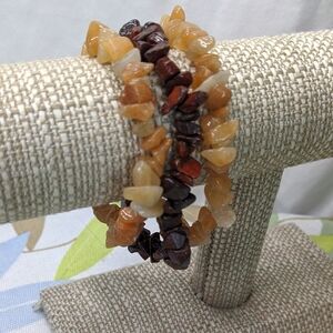 Natural Stone Stretchy Bracelets, Set Of Three